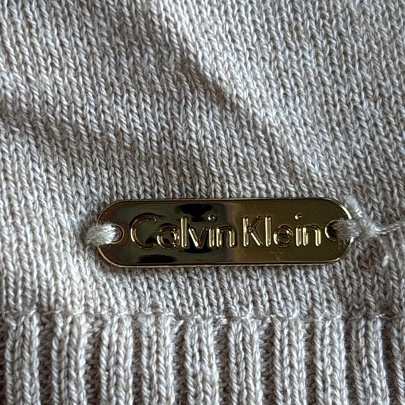 Calvin Klein Beige And White Layered Cotton Sweater - Size Small - Picture 5 of 9